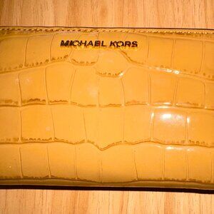 Michael Kors Small Croc Embossed Zip Around Leather Wallet